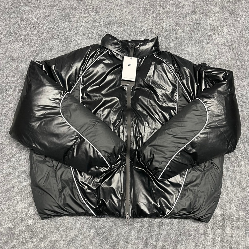 Nike Bubble Jacket Men XL Black Anthracite Puffer Loose Fit Down Fill II3869-010 - Picture 3 of 16